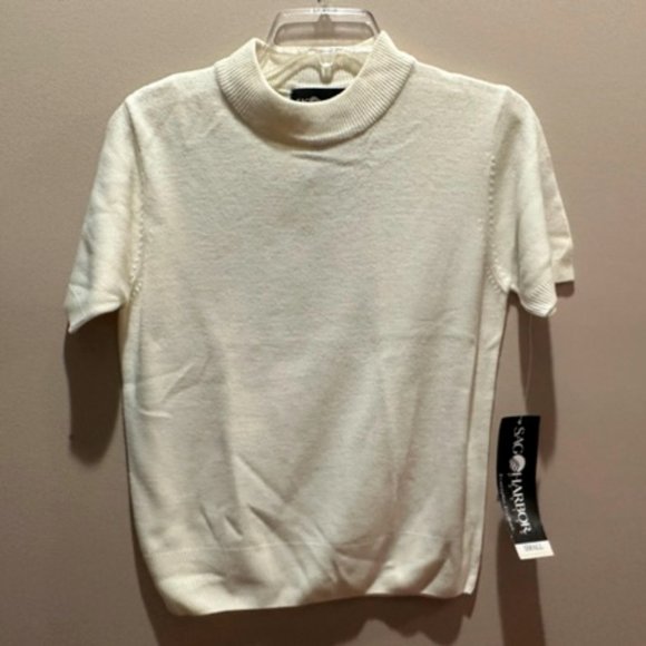 White Sag Harbor Short Sleeve Acrylic Top Small - Picture 1 of 3